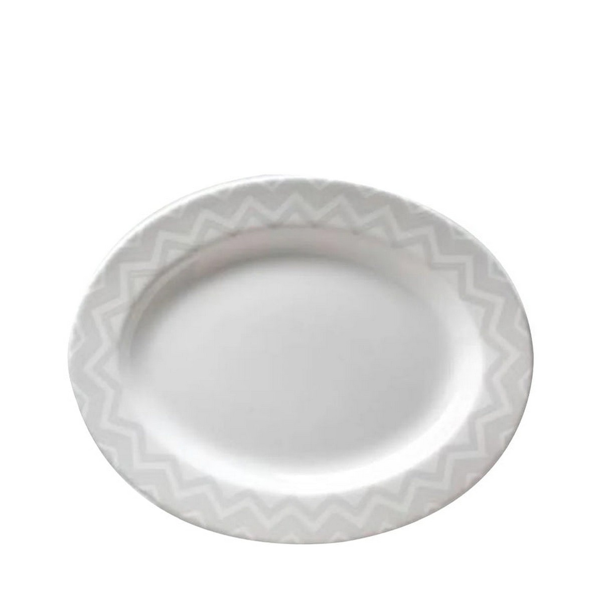 Zig Zag White Beyaz Gri Oval Servis Tabağı 36 cm