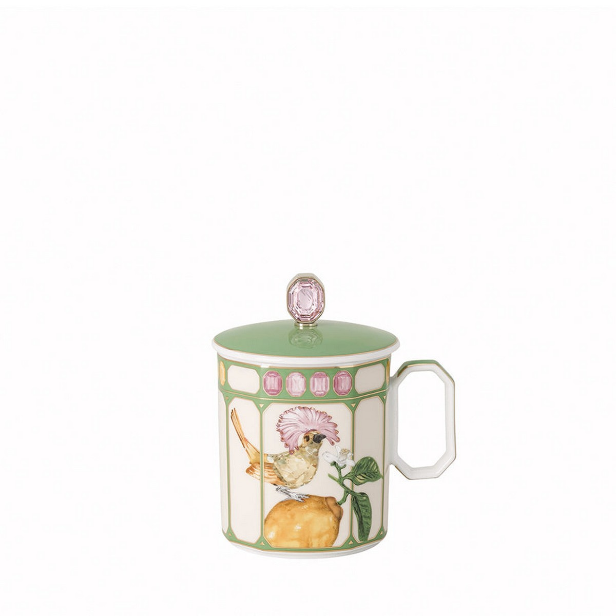 Idyllia Flycatcher Green Green Porcelain Lidded Mug 0.39 L