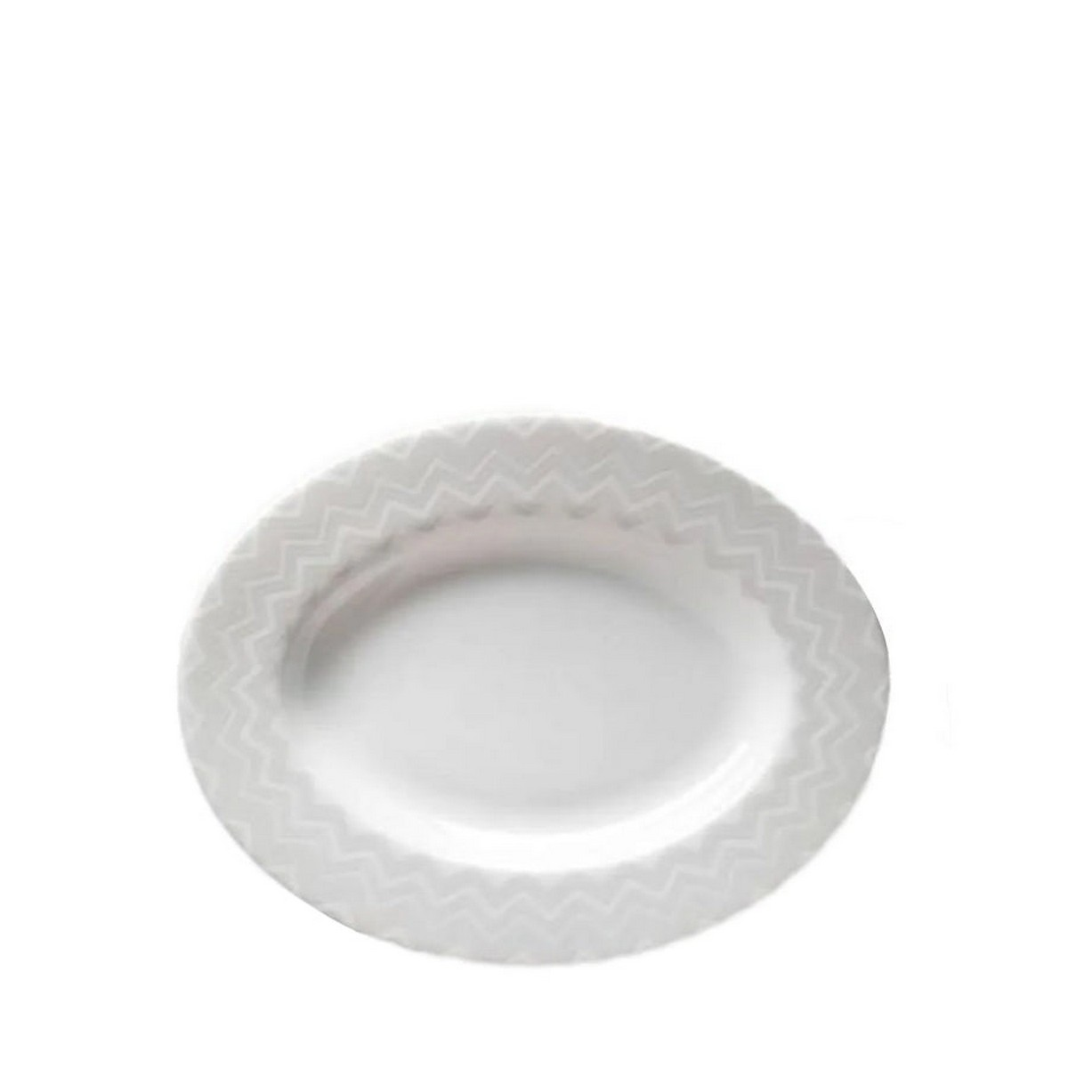 Zig Zag White Beyaz Gri Oval Servis Tabağı 23 cm