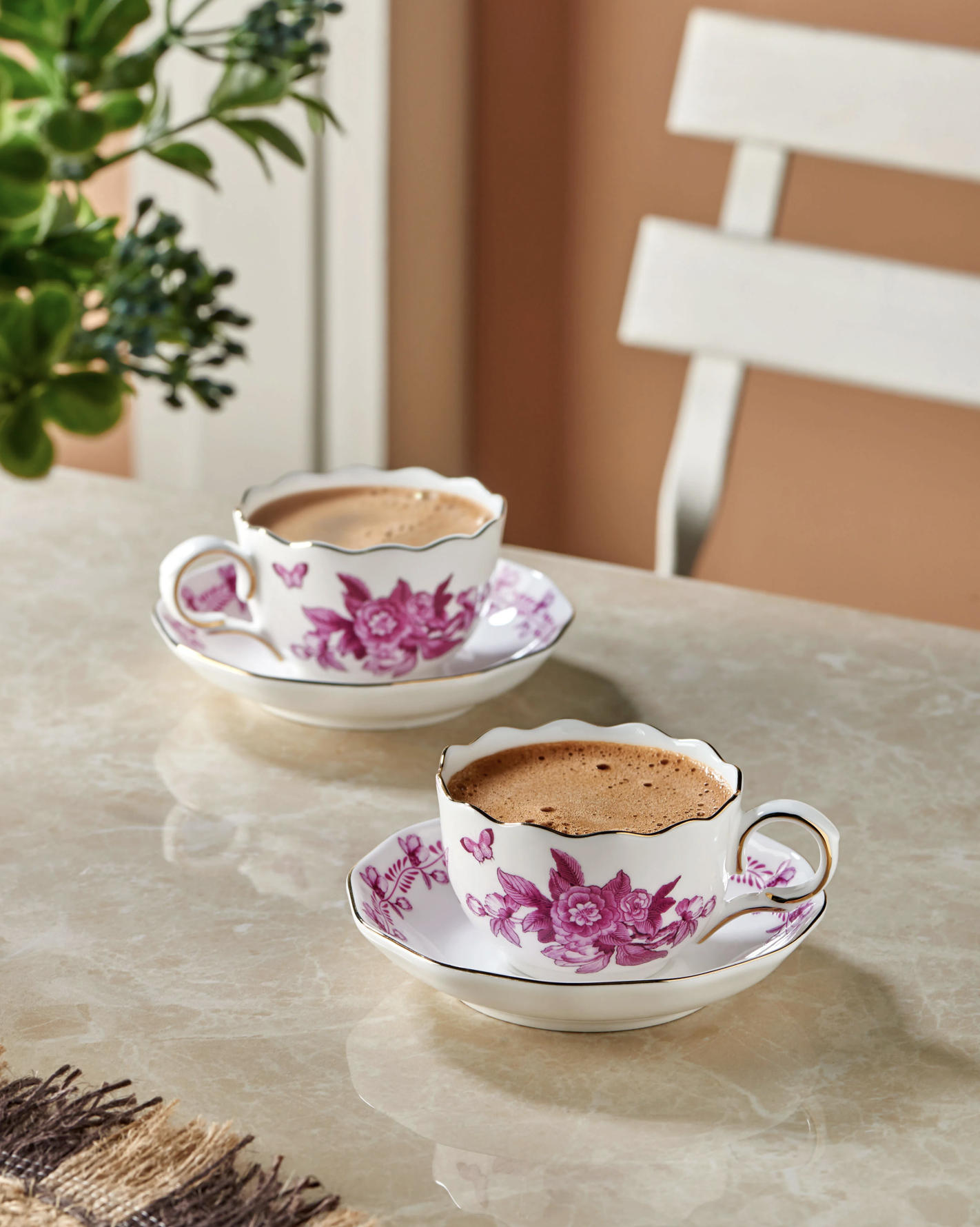Chiara Alessi Primavera Pink Porcelain Coffee Cup Set 120 ml