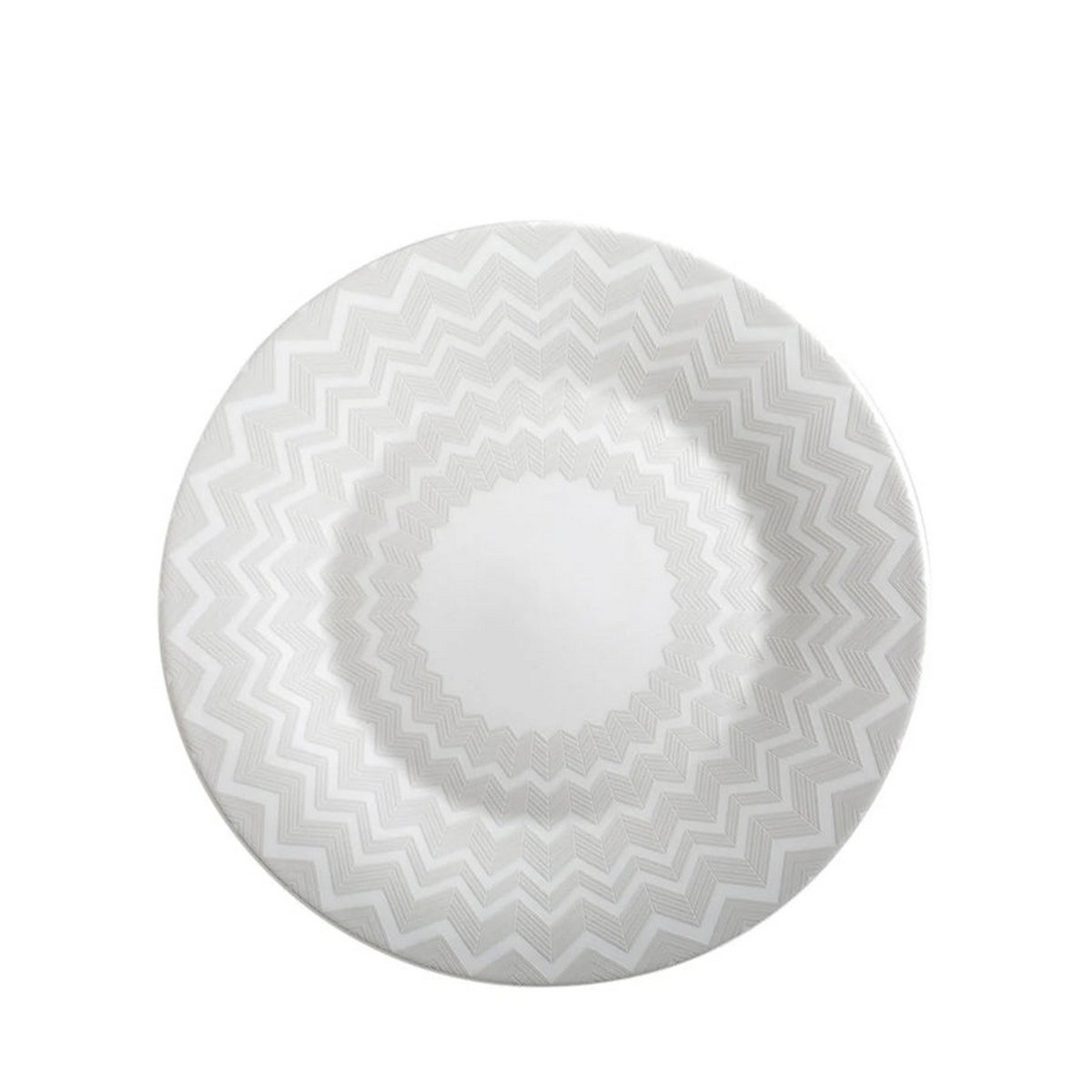 Zig Zag White Beyaz Gri Servis Tabağı 32 cm