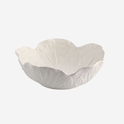 BORDALLO PINHEIRO Cabbage Beyaz Seramik Servis Kasesi 17,5 Cm