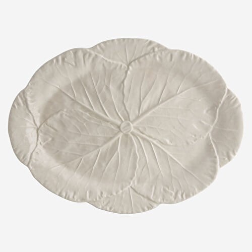 BORDALLO PINHEIRO Cabbage Beyaz Seramik Servis Tabağı 43 Cm