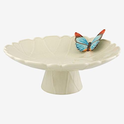 BORDALLO PINHERIO Cloudy Butterflies Beyaz Seramik Kek Standı 39 Cm