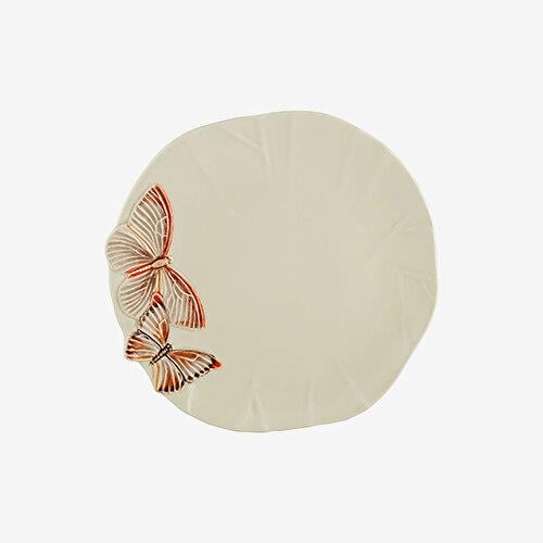 BORDALLO PINHERIO Cloudy Butterflies Beyaz Seramik Yemek Tabağı 28 Cm