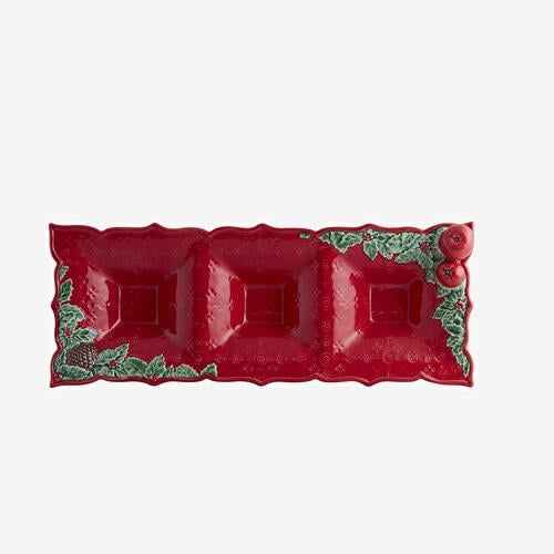 BORDALLO PINHERIO Garland Kırmızı Seramik Servis Tabağı 40 Cm