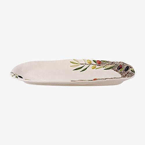 BORDALLO PINHERIO Olival Beyaz Seramik Servis Tabağı 40 Cm