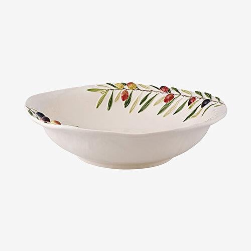 BORDALLO PINHERIO Olival Beyaz Seramik Servis Kasesi 33,5 Cm