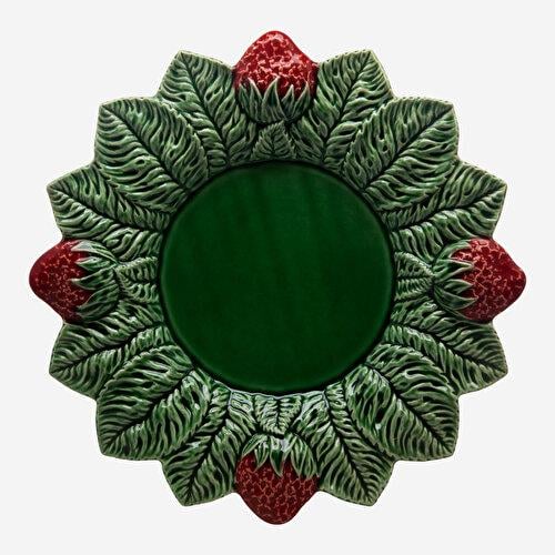 BORDALLO PINHERIO Strawberries Yeşil Seramik Servis Tabağı 33 Cm