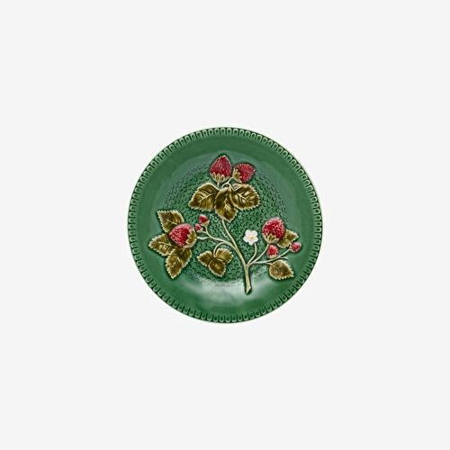BORDALLO PINHERIO Strawberries Yeşil Seramik Kahvaltı Tabağı 20 Cm