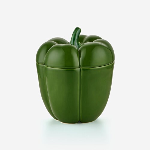 Bordallo Pinheiro Pepper Yeşil Seramik Saklama Kabı 22 Cm