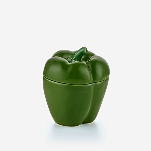 Bordallo Pinheiro Pepper Yeşil Seramik Saklama Kabı 11,5 Cm