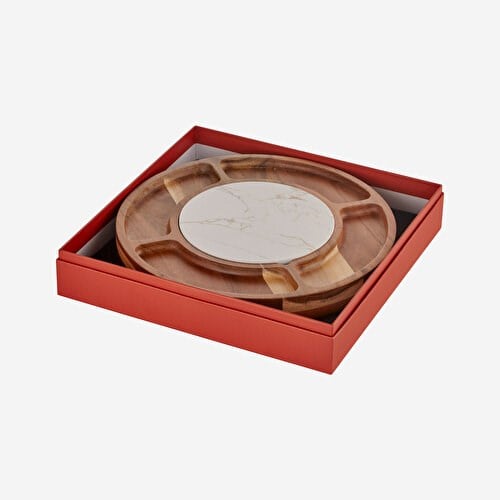 Chiara Alessi Acacia Elegance Kahverengi Ahşap Peynir Sunum Tabağı 33,5 Cm