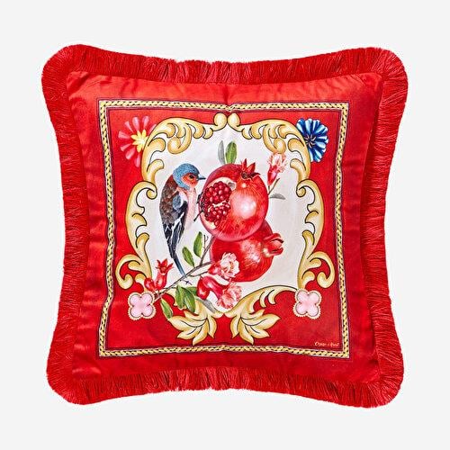Chiara Alessi La Dolce Vita Kırmızı Kadife Dekoratif Yastık 45X45 Cm