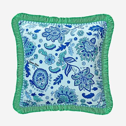 Chiara Alessi Lily Turkuaz Kadife Dekoratif Yastık 45X45 Cm