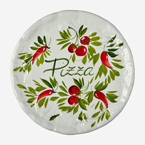 EDELWEISS ITALY Beyaz Seramik Pizza Tabağı 33 Cm