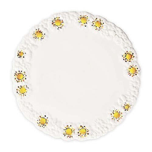 EDELWEISS ITALY Camomilla Beyaz Seramik Servis Tabağı 36 Cm