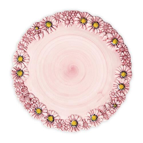 EDELWEISS ITALY Camomilla Pembe Seramik Servis Tabağı 36 Cm