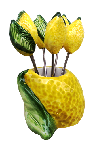 EDELWEISS ITALY Limoni Sarı Seramik Kokteyl Çatalı 