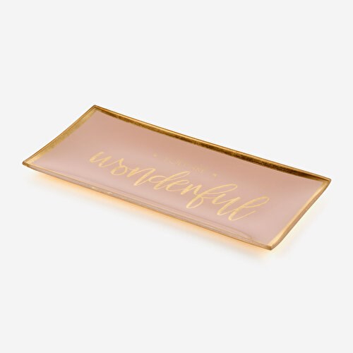 Gift Company Bej Cam Wonderful Dekoratif Tabak 10X0,8X21 Cm