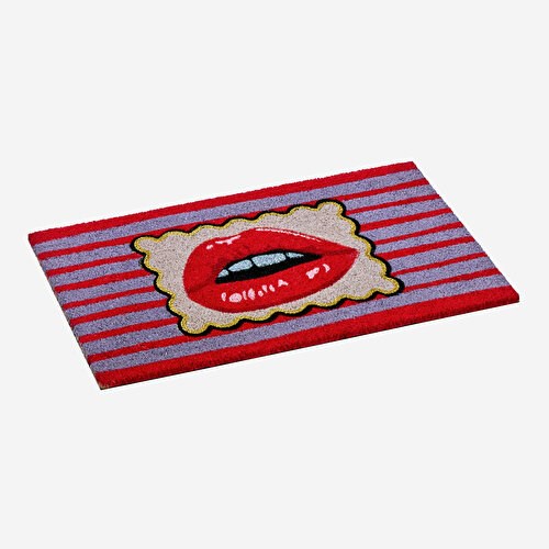 Gift Company Kırmızı Hindistan Cevizi Lifi Lips Kapı Önü Paspası 45X1,5X75 Cm