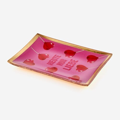 Gift Company Pembe Cam Liebe Dekoratif Tabak 10X0,8X14,2 Cm