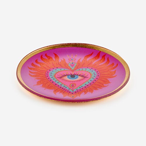 Gift Company Turuncu Cam LatinaEye Dekoratif Tabak 13X1x13 Cm