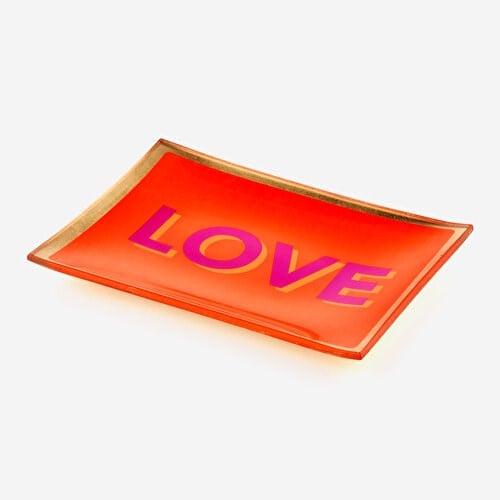 Gift Company Turuncu Cam Love Dekoratif Tabak 10X0,8X14,2 Cm