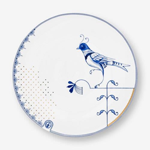 Pip Studio Blue Bird Beyaz Porselen Yemek Tabağı 25,5 Cm