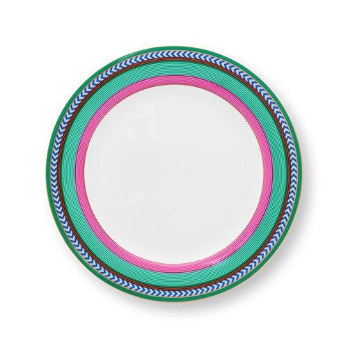 Pip Studio Chique Pembe Yeşil Porselen Kahvaltı Tabağı 23 Cm