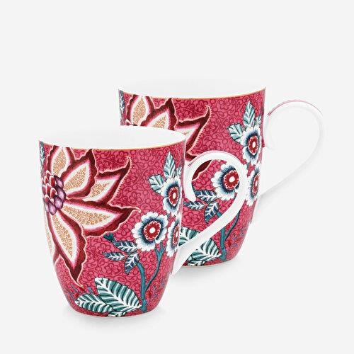 Pip Studio Flower Festival Kırmızı Porselen Kupa Seti 350 Ml