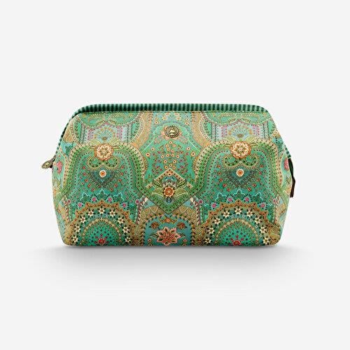 Pip Studio Jabali Yeşil Kadife Makyaj Çantası 30X13.8X20,7 Cm