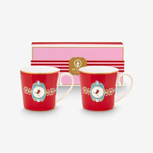 Pip Studio Love Birds Kırmızı Porselen Kupa Seti 250 Ml