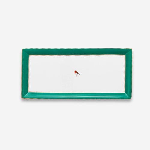 Pip Studio Love Birds Yeşil Porselen Servis Tabağı 33,3X15,5 Cm