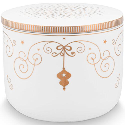 Pip Studio Royal Gold White Beyaz Porselen Mum 11,7X9,6 Cm