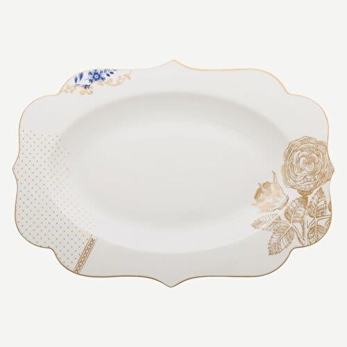 Pip Studio Royal White Mavi Beyaz Porselen Servis Tabağı 40 Cm