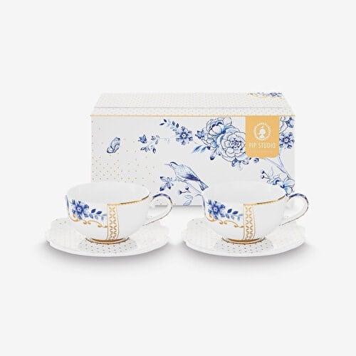Pip Studio Royal White Mavi Beyaz Porselen Kahve Fincan Seti 125 Ml