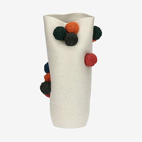 ROSE & TULIPANI MILANO Pompompon Beyaz Seramik Vazo 22X18x44 Cm