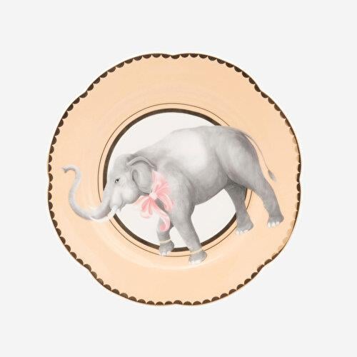 YVONNE ELLEN Animals Pembe Porselen Pasta Tabağı 16 Cm