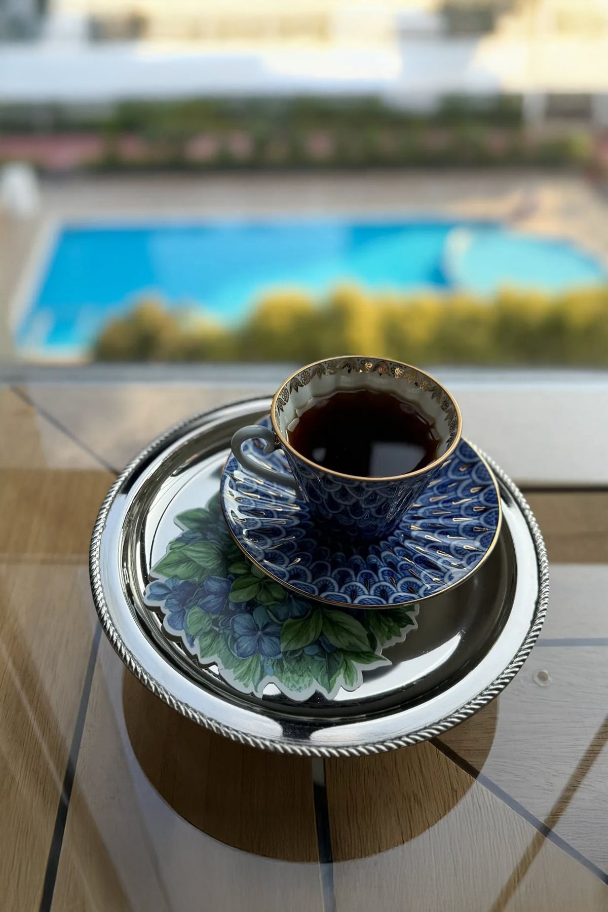 Mavi Ortanca 6lı Bardak Matı
