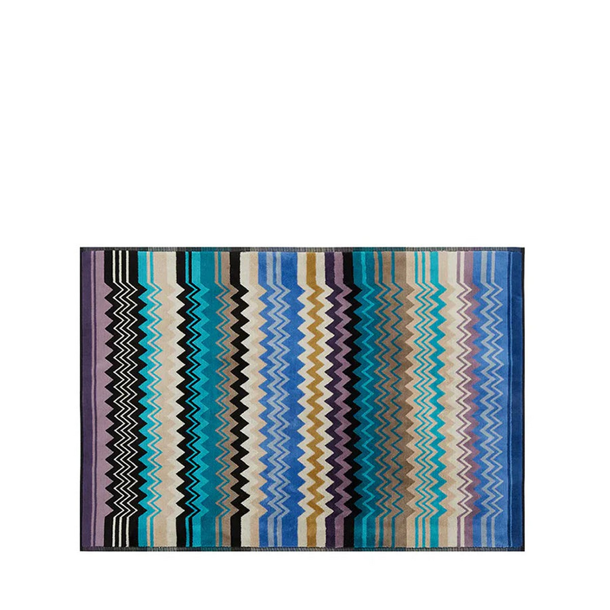 Giacomo 170 Turquoise Multicolor Zigzag Patterned Bath Mat