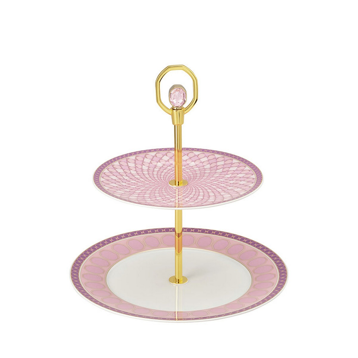 Signum Rose Pembe Porselen Katlı Servis Tabağı 25 cm