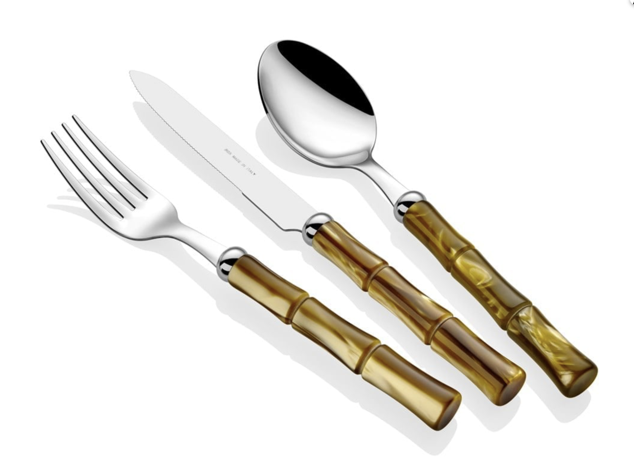 Rivadossi Bamboo Olive Green 24 Pieces Cutlery Set