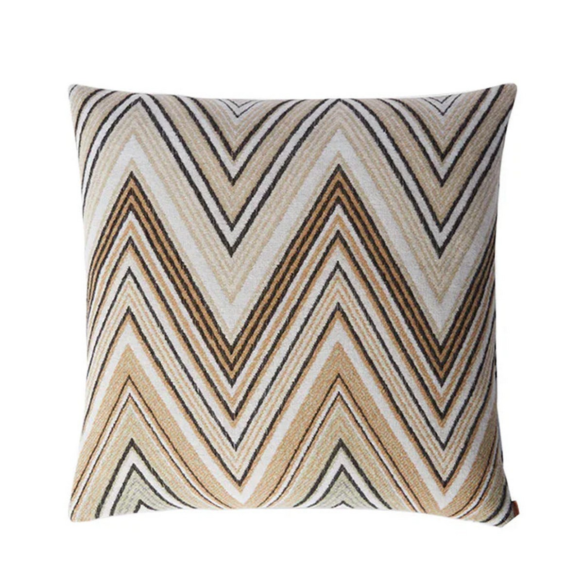 Plum Kahverengi Çok Renkli Zigzag Desenli Dekoratif Yastık 60 x 60 cm