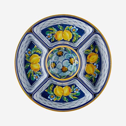 ALESSI「Bavero」皿 5枚セット カッシーナ インテリア Chiara Alessi Capri Mavi Melamin 5 Bölmeli Servis Tepsisi 39 Cm