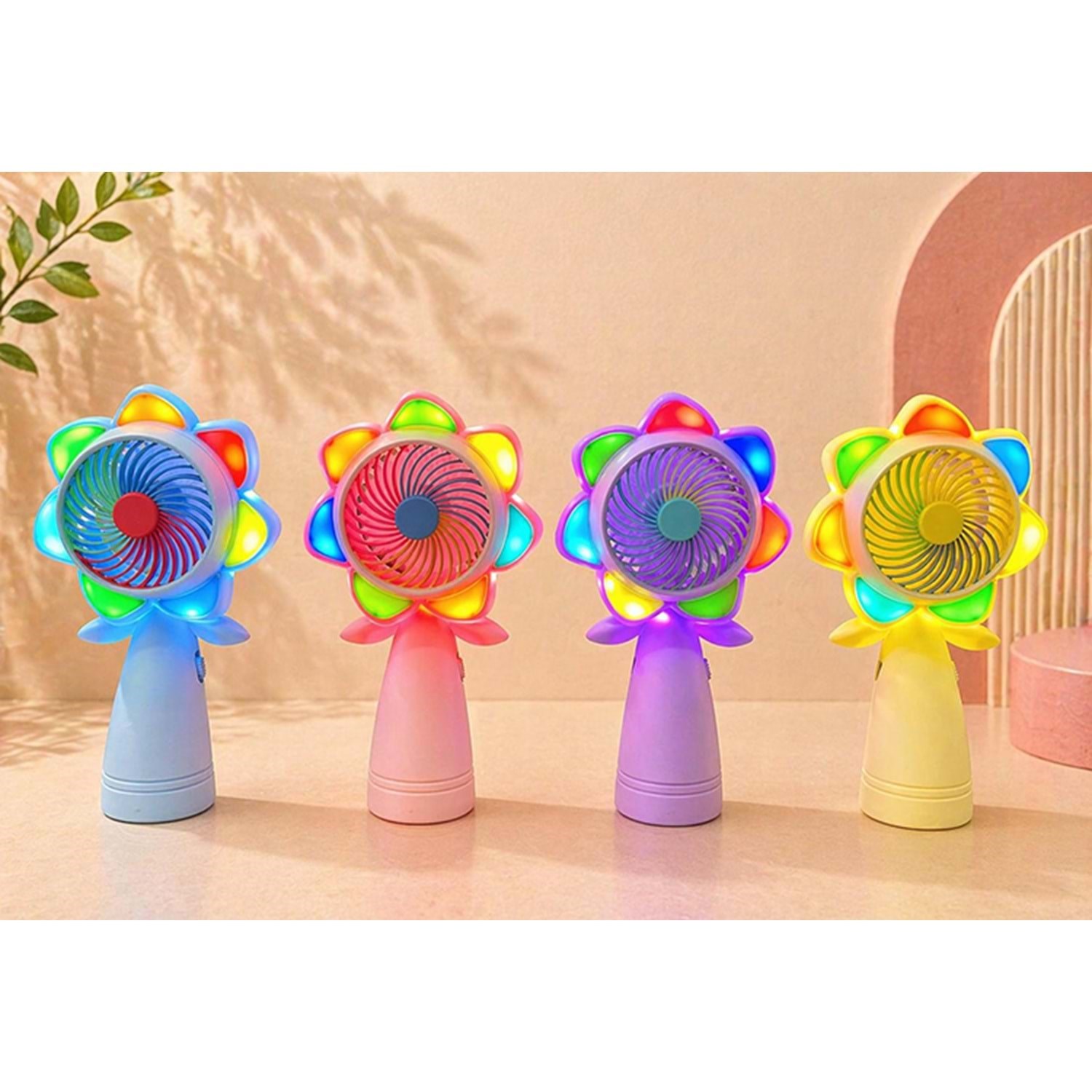 Mini Şarjlı El Fanı 2 Kademeli Işıklı Alk5629