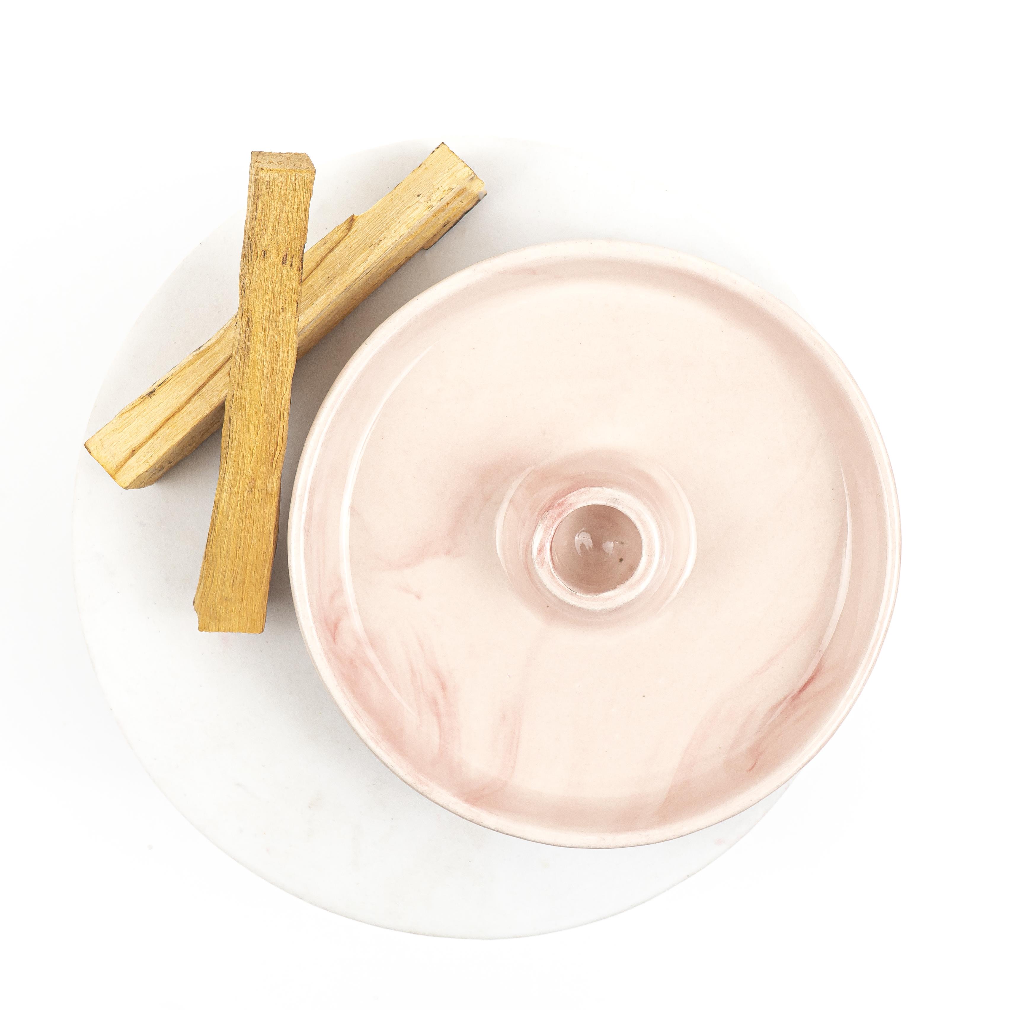 Pembe Seramik Palo Santo Ağaç Tütsülük