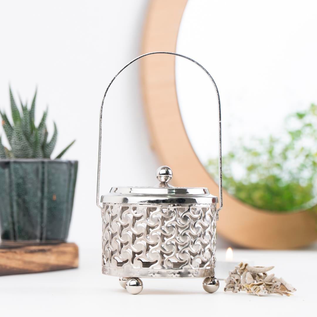 Sepet Temalı Metal Silver Demet & Reçine Tütsülük