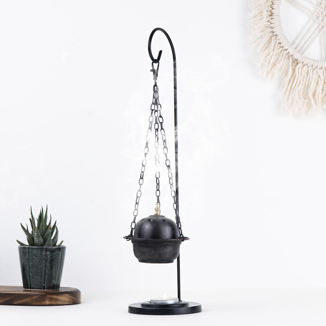 Bakır Askılı Buhurdanlık Siyah