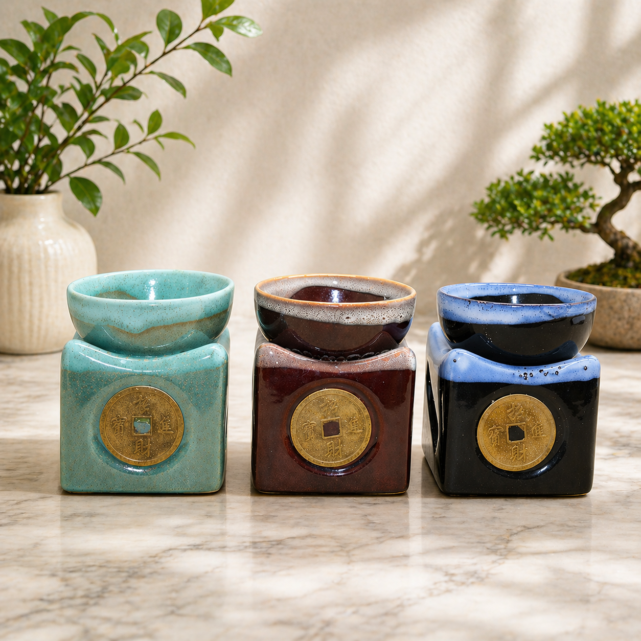 Feng Shui Paralı Seramik Buhurdanlık